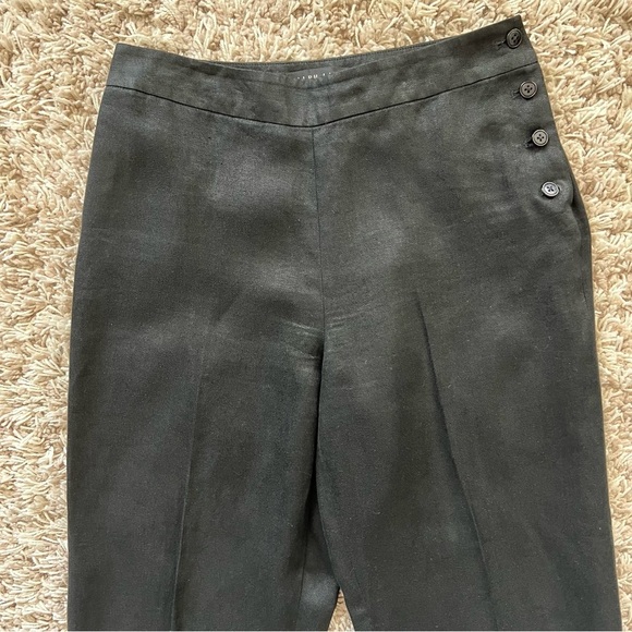 Ralph Lauren Black Label - Straight Leg Linen Black Pants w/ Button Detail - Picture 3 of 15